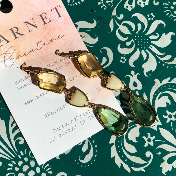 SOLD Stella & Dot Pippa Stone Green Trend Earring - Picture 4 of 4